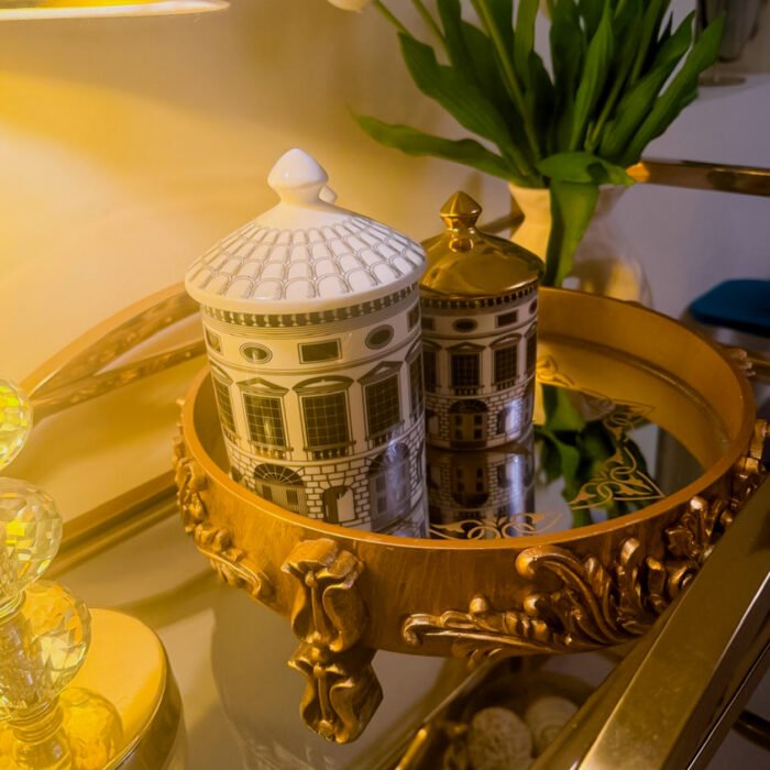 Hand-Carved Tray with Laser-Printed Mirror