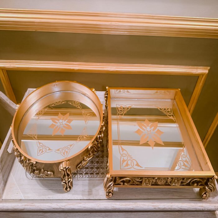 Wooden Carved Trays with Laser-Printed Mirror